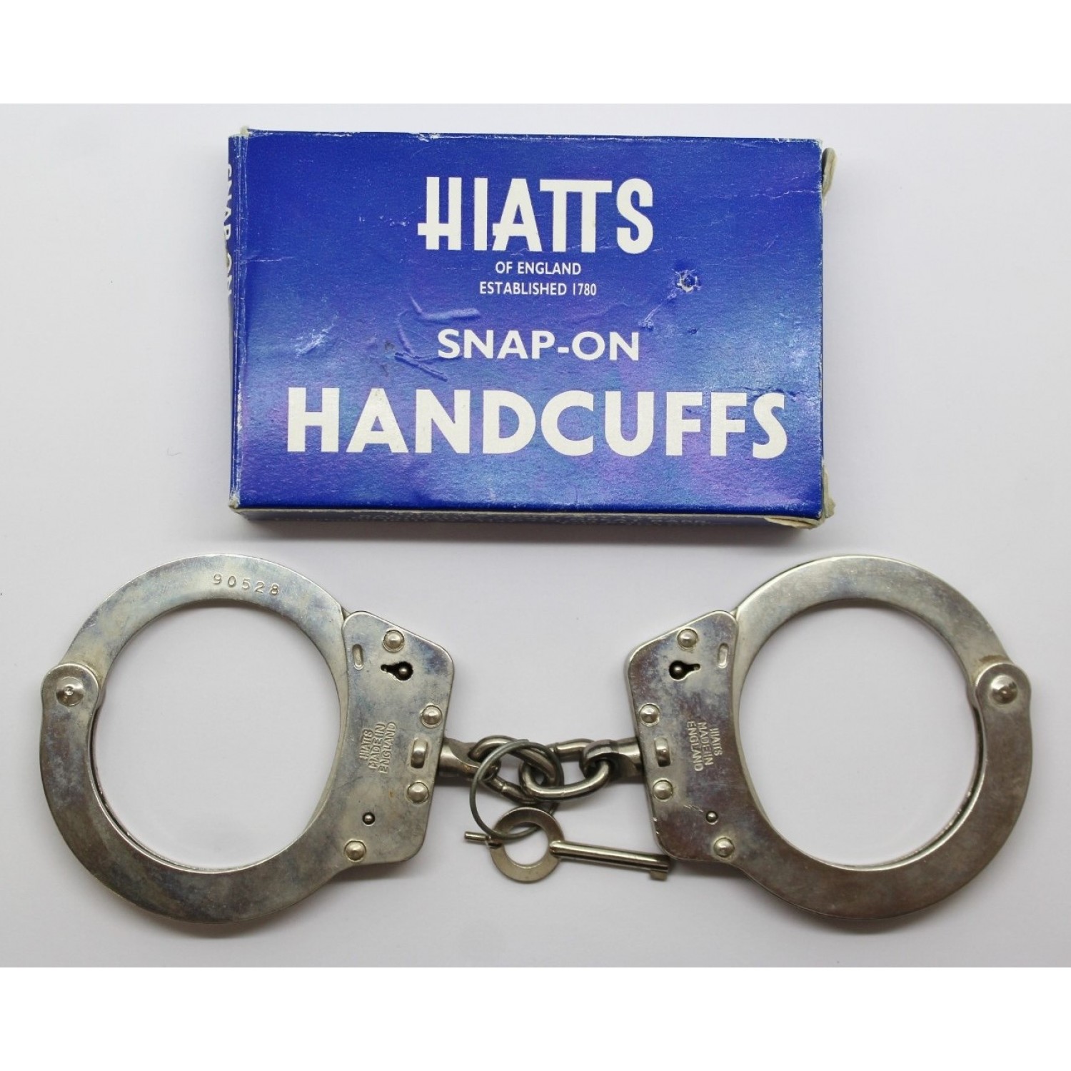 Hiatts Snap On Police Handcuffs in Original Box with Key